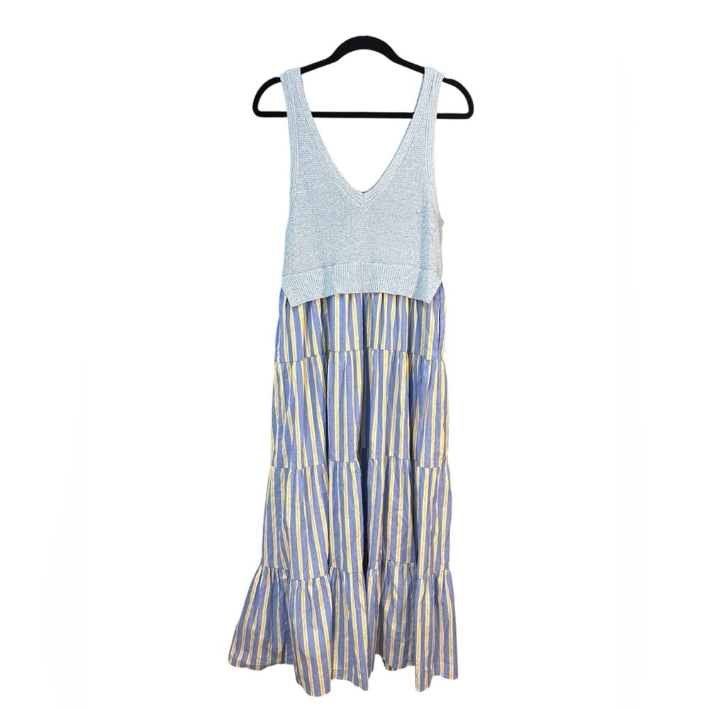 En Saison Mixed Media Knit & Striped Midi Dress MSRP $148 Sz Medium - Picture 5 of 5